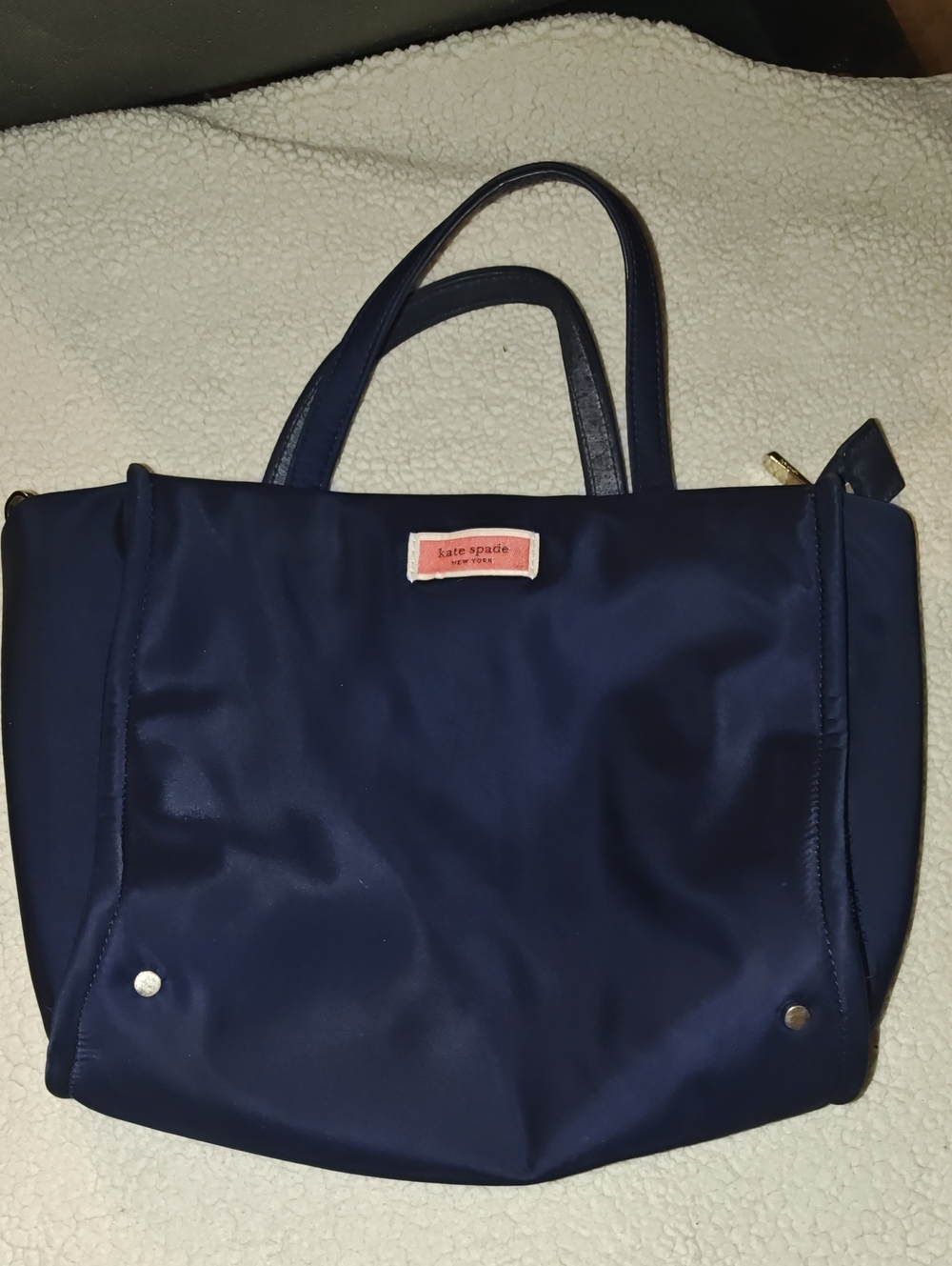 kate spade Navy Tote with Pink Logo Patch No Strap!